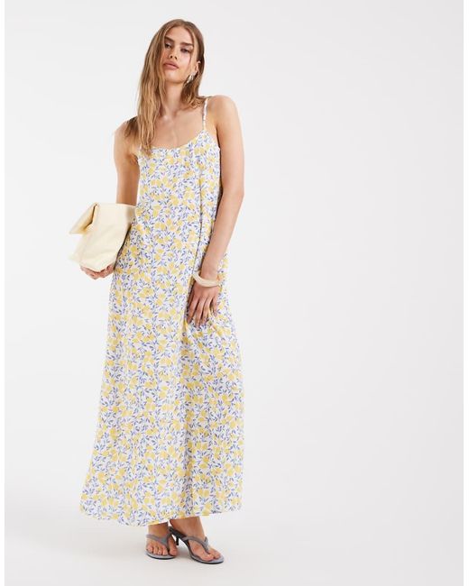Pieces White Woven Cami Maxi Dress