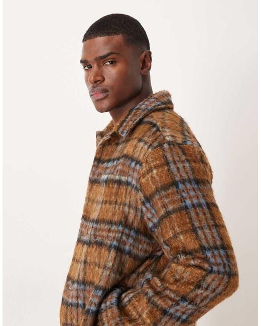 ASOS Brown Wool Look Shacket for men