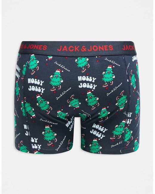 Jack & Jones Blue 3 Pack Christmas Trunks for men