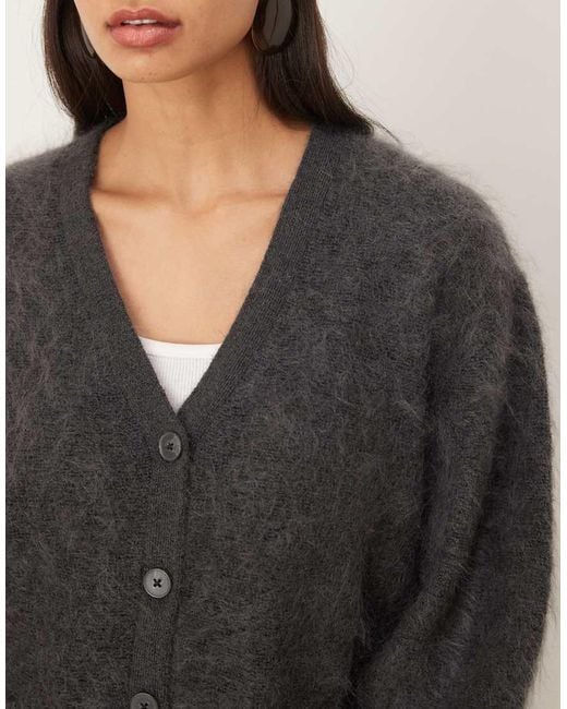 ASOS Gray Premium Mohair Boyfriend Cardigan
