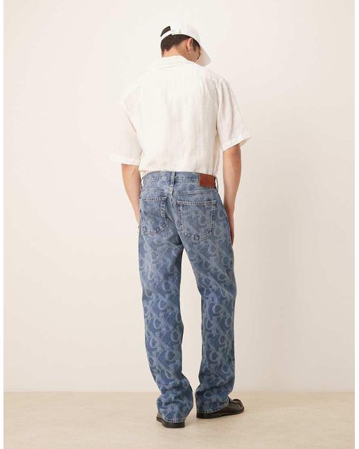 Calvin Klein Blue 90s Straight All Over Print Jeans for men