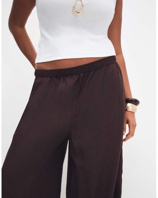 ASOS Black Asos Design Curve Sheer Beach Wide Leg Trousers With Linen