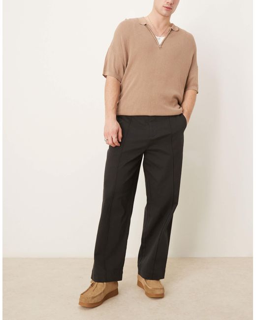 SELECTED Natural Tony Wide Leg Pleated Cordura Trouser for men