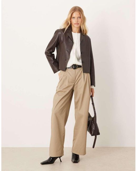 Mango Natural Faux Leather Short Jacket