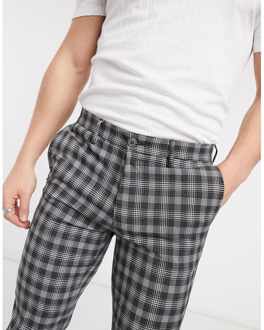 Burton menswear - pantaloni eleganti skinny a quadri neri e bianchi-nero  asos pantaloni skinny neri - Stileo.it