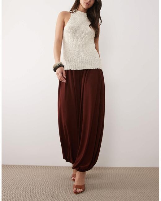 Mango Red Bubble Hem Trouser