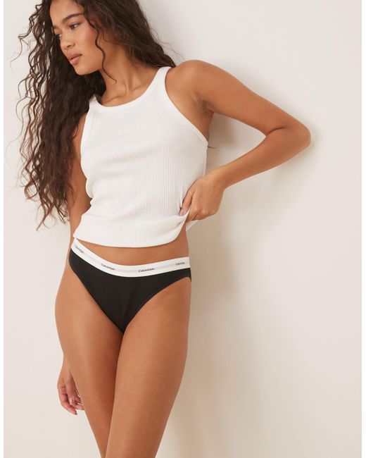 Calvin Klein Brown Cotton Stretch Ribbed Bikini Briefs