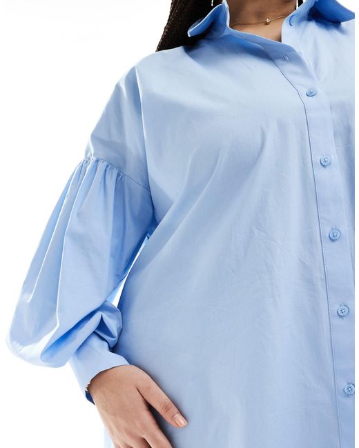 ASOS Blue Asos design curve – ultimate – kurzes boyfriend-hemdkleid