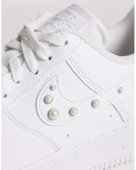 Nike White Air Force 1 '07 Trainers With Pearl Swoosh Detail