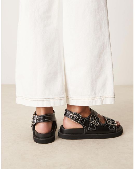 New Look Natural Slingback Chunky Sandal With Contrast Stitch