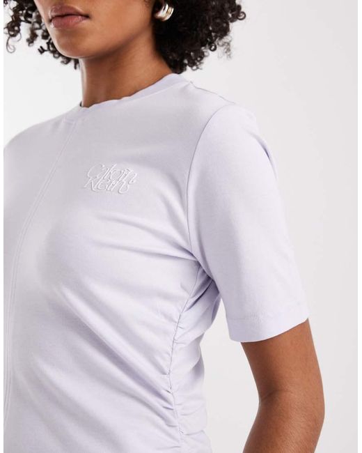 Calvin Klein White Calvin Klein Logo T-shirt With Cinched Waist