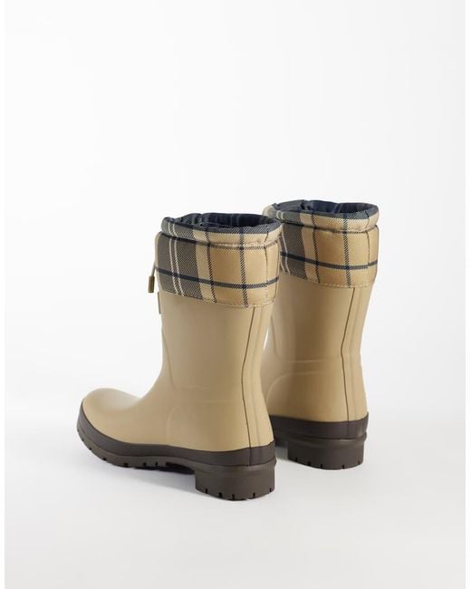Barbour White Mowbray Tartan Mid Welly Boots