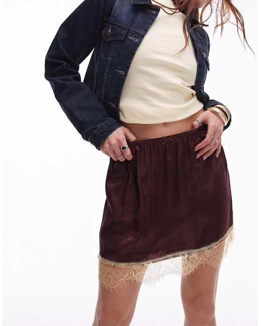 TOPSHOP Satin Mini Skirt in Purple Lyst Canada