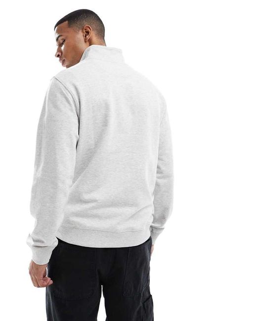 Jack & Jones Gray Relaxed Quarter Zip Sweatshirt for men