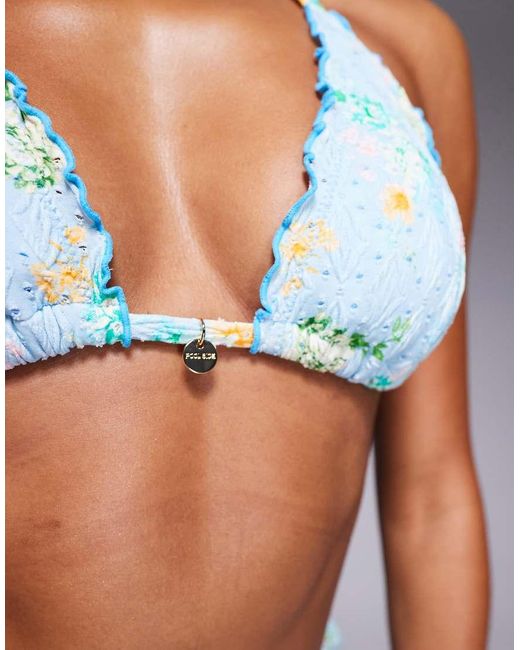 River Island Blue Ditsy Floral Bikini Top