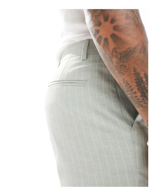 ASOS White Slim Linen Mix Suit Trouser for men