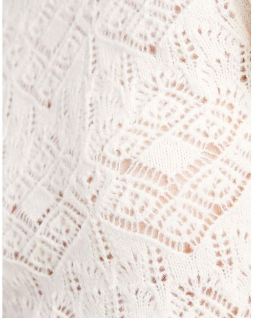 ASOS Natural Open Knit Fluffy Top