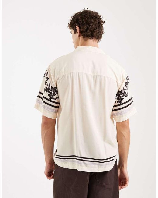 Redefined Rebel Natural Teddy Boxy Fit Short Sleeve Shirt for men