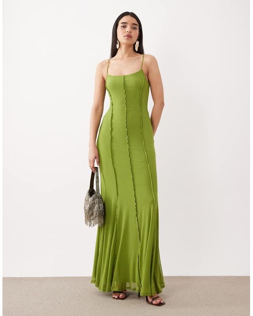 ASOS Green Mesh Cami Seam Detail Maxi Dress