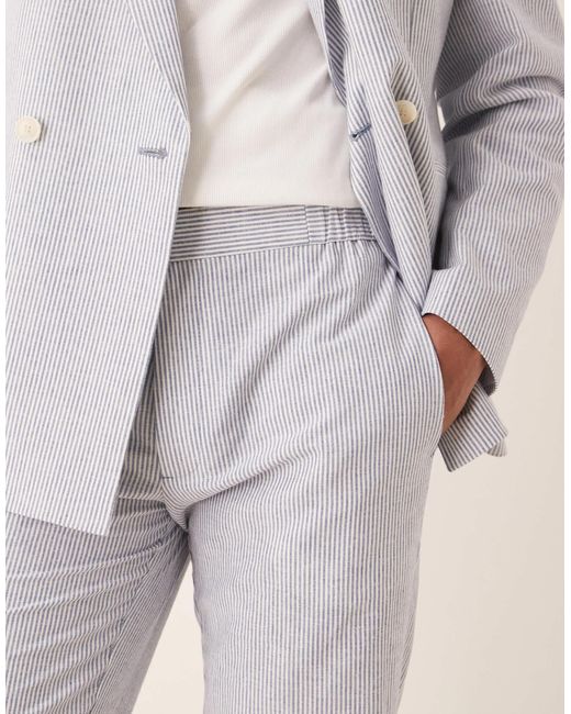 ASOS Natural Linen Mix Straight Leg Suit Trousers for men