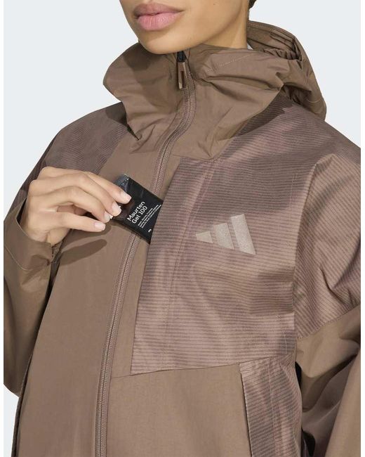 Adidas Originals Brown Terrex Xperior 2.5 Layer Hybrid Primeknit Climaproof Jacket