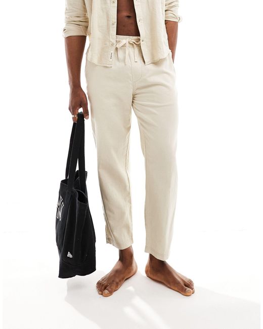 Pantalon large aspect lin - sable Pull&Bear pour homme en coloris Natural