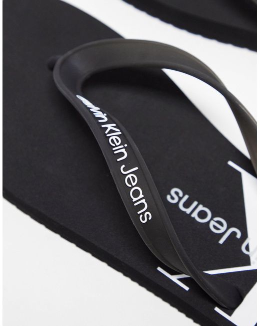 Sandali da mare neri con logo a monogramma di Calvin Klein in Black da Uomo