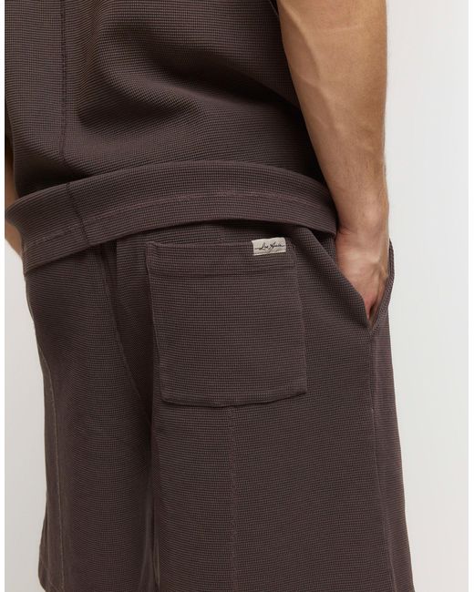 River Island Brown Regular Fit Waffle Textured Shorts for men