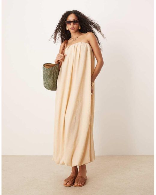 ASOS Natural Bandeau Bubble Hem Maxi Dress