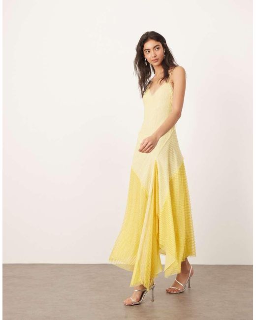 ARRANGE Natural Embellished Ombre Cut About Maxi Slip Dress