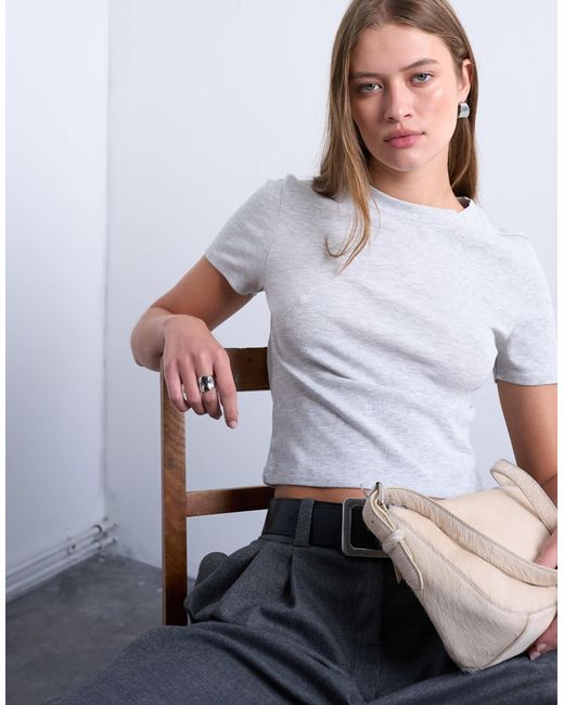 Everyday - t-shirt effet rétréci - chiné TOPSHOP en coloris White