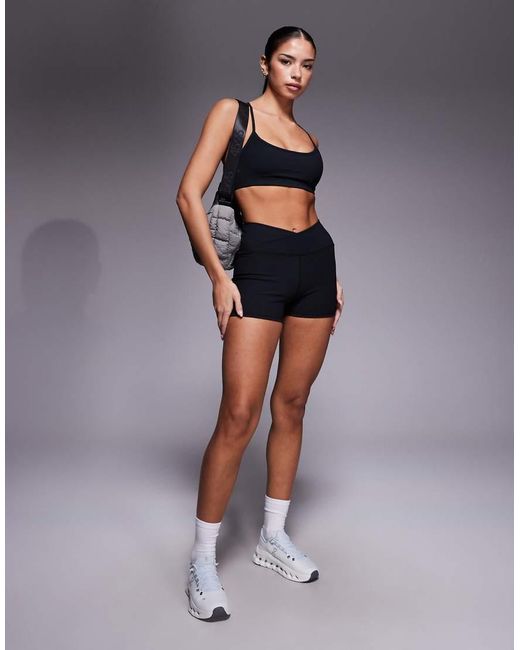 4505 Blue Micro Rib Wrap Waist 3 Inch Booty Short