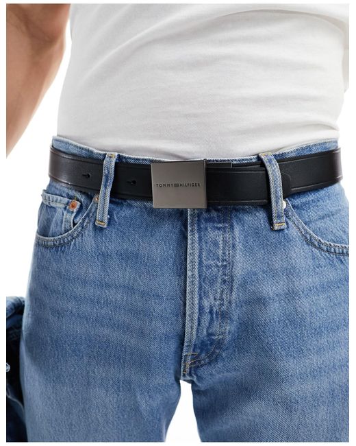 Tommy Hilfiger Blue Plaque Buckle 35mm Belt for men