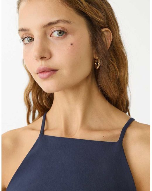 Stradivarius Midi Jurk Met Halternek in het Blue