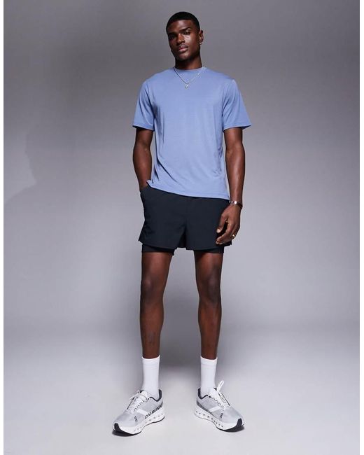 4505 Blue Quick Dry Performance Jersey Back Graphic Oversized Running T-shirt for men