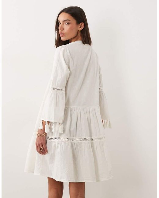 Accessorize Natural Flute Sleeve Kaftan Dress