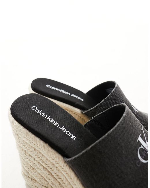 Calvin Klein Black – mehrfarbige sandalen zum hineinschlüpfen mit keilabsatz aus seilmaterial