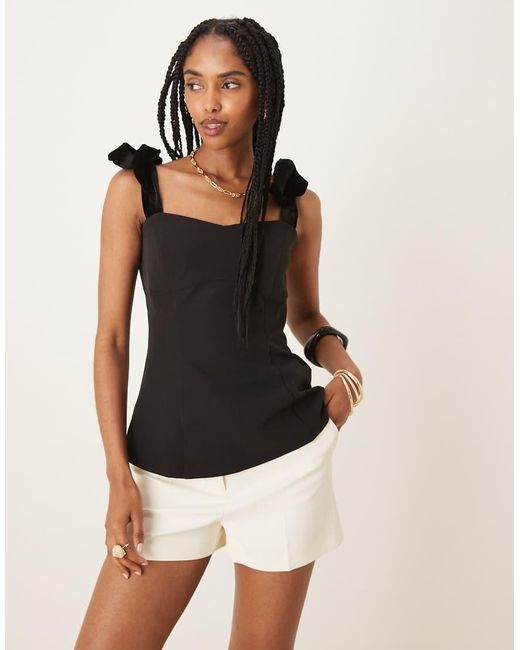 Pretty Lavish Black Velvet Bow Corset Top