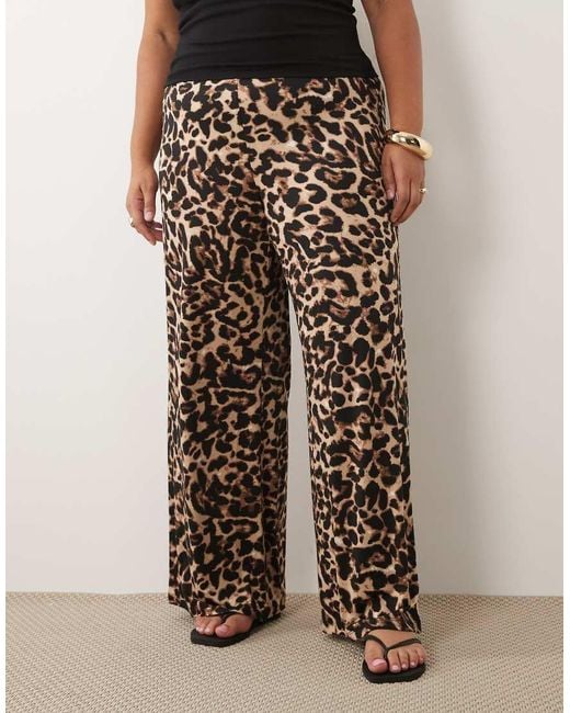 Vila Curve Black Pull On Wide Leg Trousers