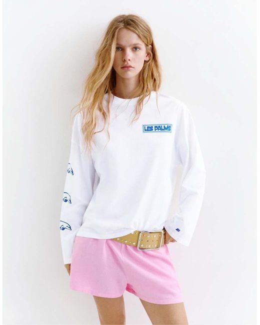 Pull&Bear White Dolphin T-shirt