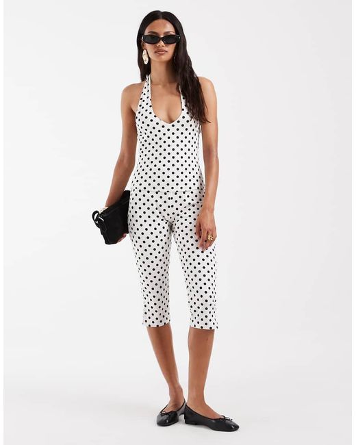 ASOS White Polka Dot Co-ord Halter Top
