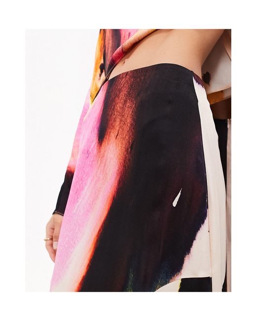 ASOS Multicolor Draped Placement Midi Skirt