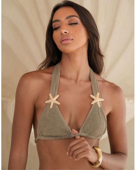 Moda Minx Brown X Alejandra Vidal Scrunch Starfish Triangle Bikini Top