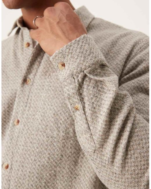 New Look Natural Herringbone Overshirt for men