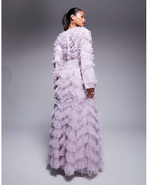 Maryisa - robe longue à volants avec manches longues - lilas Beauut en coloris Purple