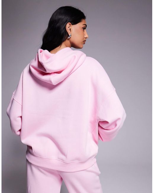 Kaiia Pink Embroidered Bow Logo Oversized Hoodie Co-ord