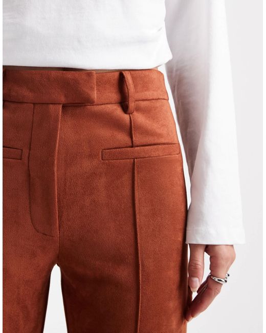 Asos design tall - pantalon évasé en suédine avec poches plaquées - marron ASOS en coloris Red