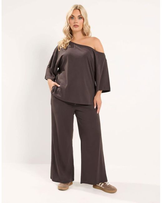 Yours Clothing Black Jersey Wide Leg Trousers