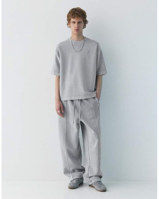 Pull&Bear Gray Stwd Washed-Effect T-Shirt for men