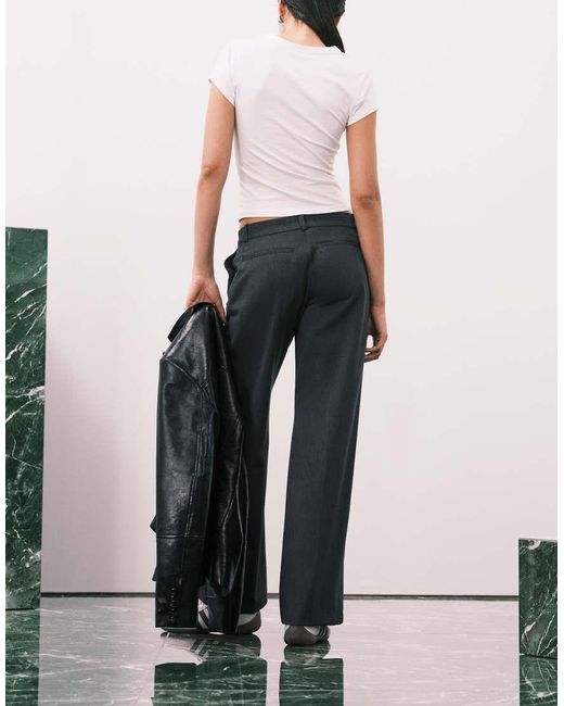 Weekday Black Wide Leg Pleated Trousers